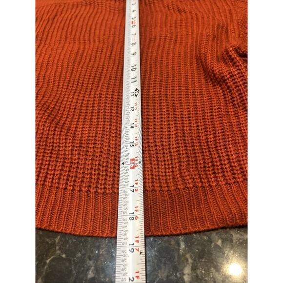Red Fringe Turtleneck Cropped Ribbed Knit Sweater Sz L Western Cottage Cowgirl - Picture 7 of 7